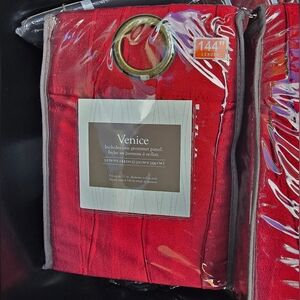 2 Pc Red Venice Grommet Curtain Panel 144 in